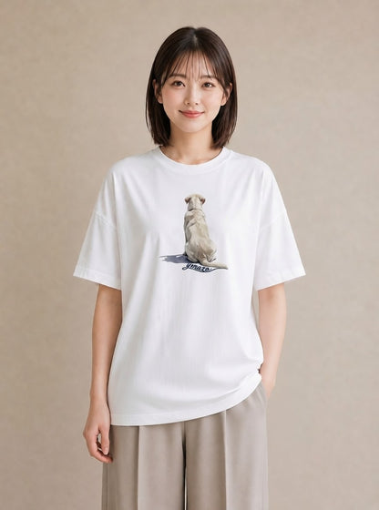 Tシャツ レディース ラブラドールレトリバー 犬 いぬ イラスト 淡色 デート 帰省 白T