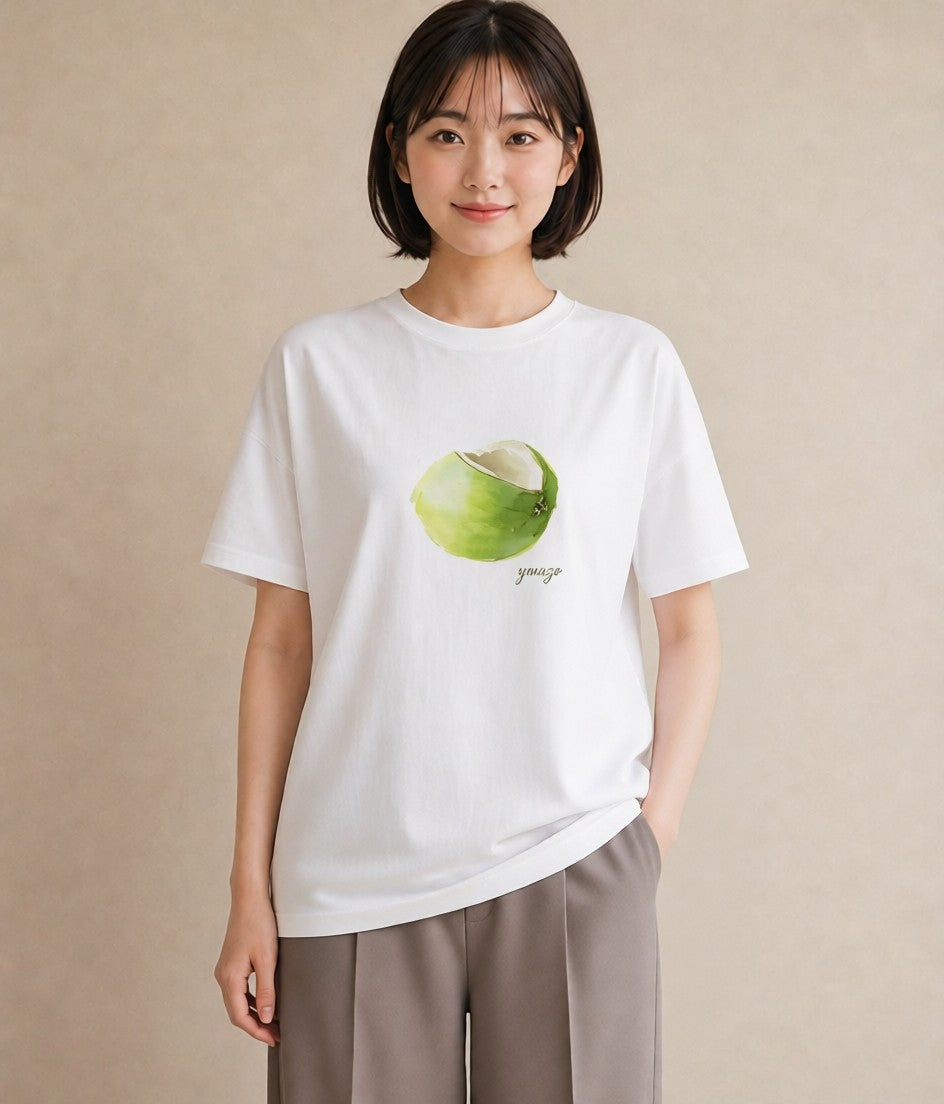 半袖Tシャツ レディース バナナ 食べ物 フード イラスト ラフカジュアル 散歩 お出かけ 白T