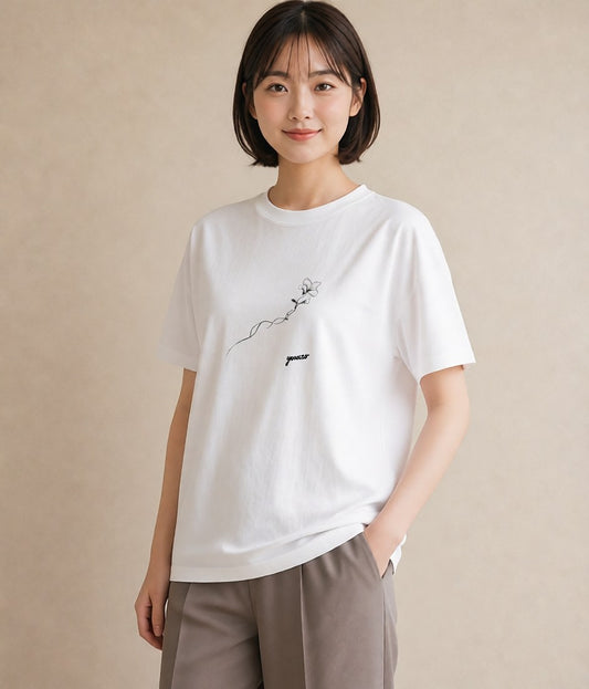 グラフィックTシャツ レディース さくら 桜 桜の枝 イラスト ラフカジュアル 旅行用 海 白T