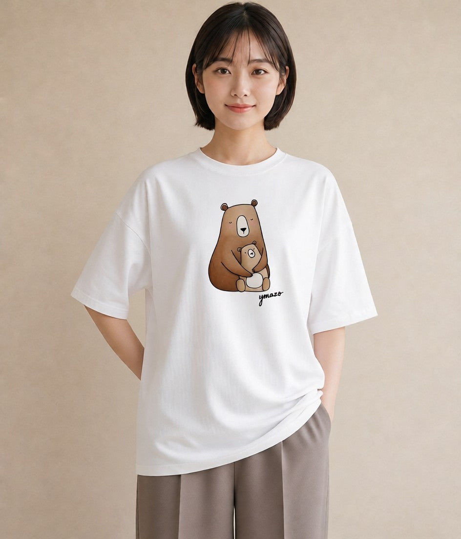 グラフィックTシャツ レディース くま クマ ベア 動物 アニマル イラスト きれいめ 敬老の日 ホワイトデー 白T