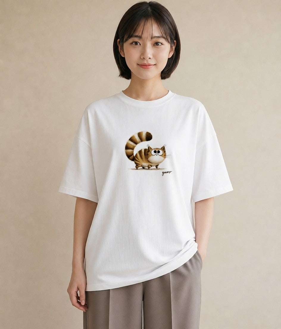 グラフィックTシャツ レディース マンチカン 猫 ねこ イラスト きれいめ カフェ巡り 女子会 白T