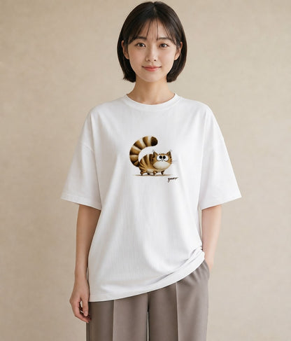 グラフィックTシャツ レディース マンチカン 猫 ねこ イラスト きれいめ カフェ巡り 女子会 白T