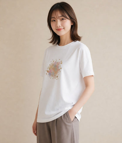 半袖Tシャツ レディース 乙女座 星空 宇宙 イラスト ポップ 買い物 夏コーデ 白T