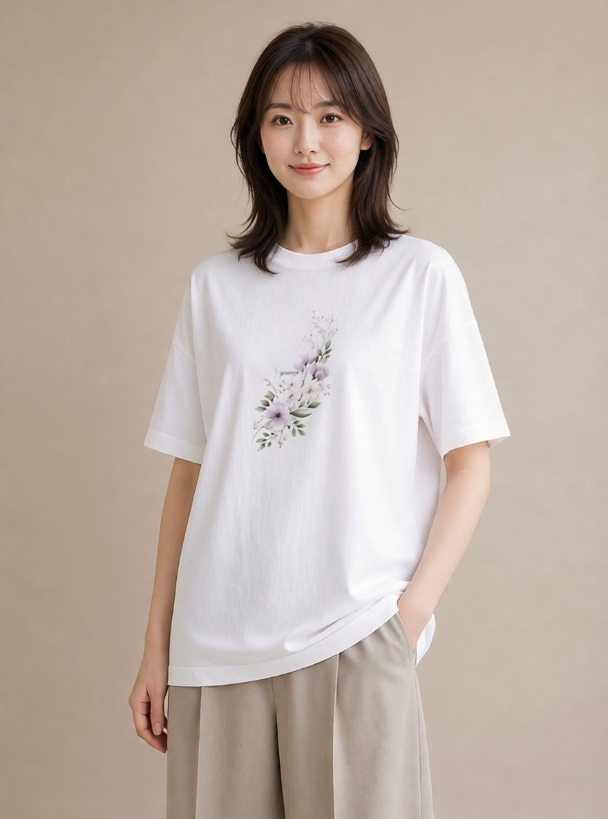 半袖Tシャツ レディース 封蝋 手紙 アンティーク ナチュラル イラスト きれいめカジュアル 春服 ミセス 白T