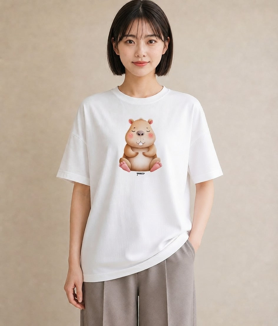 グラフィックTシャツ レディース モルモット ペット 動物 イラスト 手描き風 敬老の日 ホワイトデー 白T