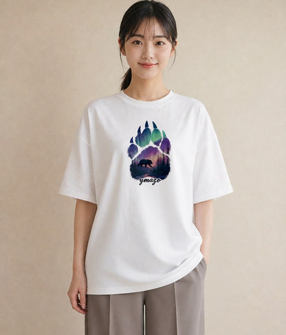 半袖Tシャツ レディース オーロラ 星空 宇宙 イラスト 休日コーデ 送別ギフト 通勤 白T