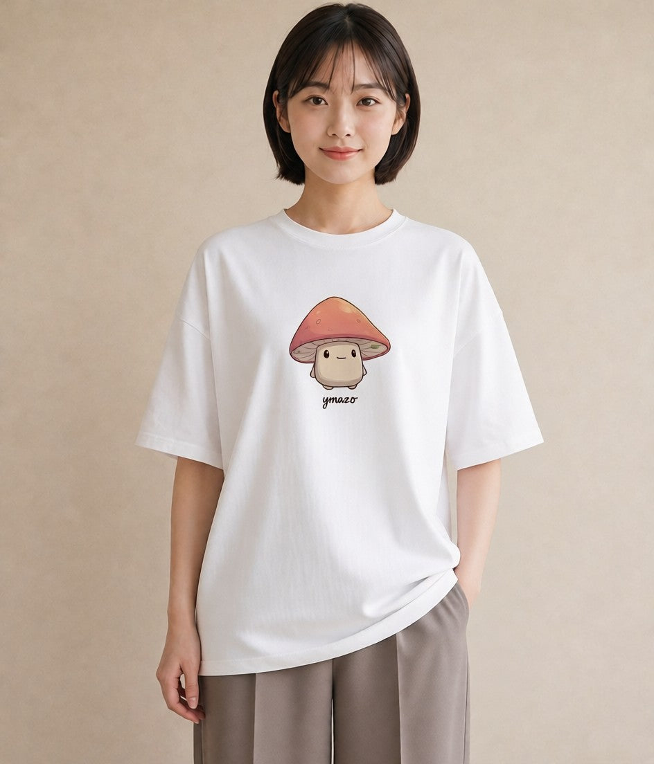 デザインTシャツ レディース きのこ 植物 ボタニカル イラスト 公園 ママ 白T