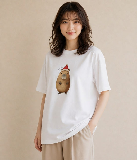 プリントTシャツ レディース モルモット ペット 動物 イラスト お揃い 親子 白T