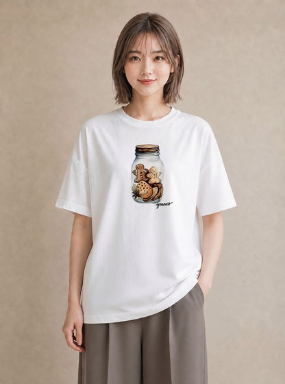 半袖Tシャツ レディース ドーナツ 食べ物 フード イラスト ガーリー 週末コーデ 敬老の日 白T