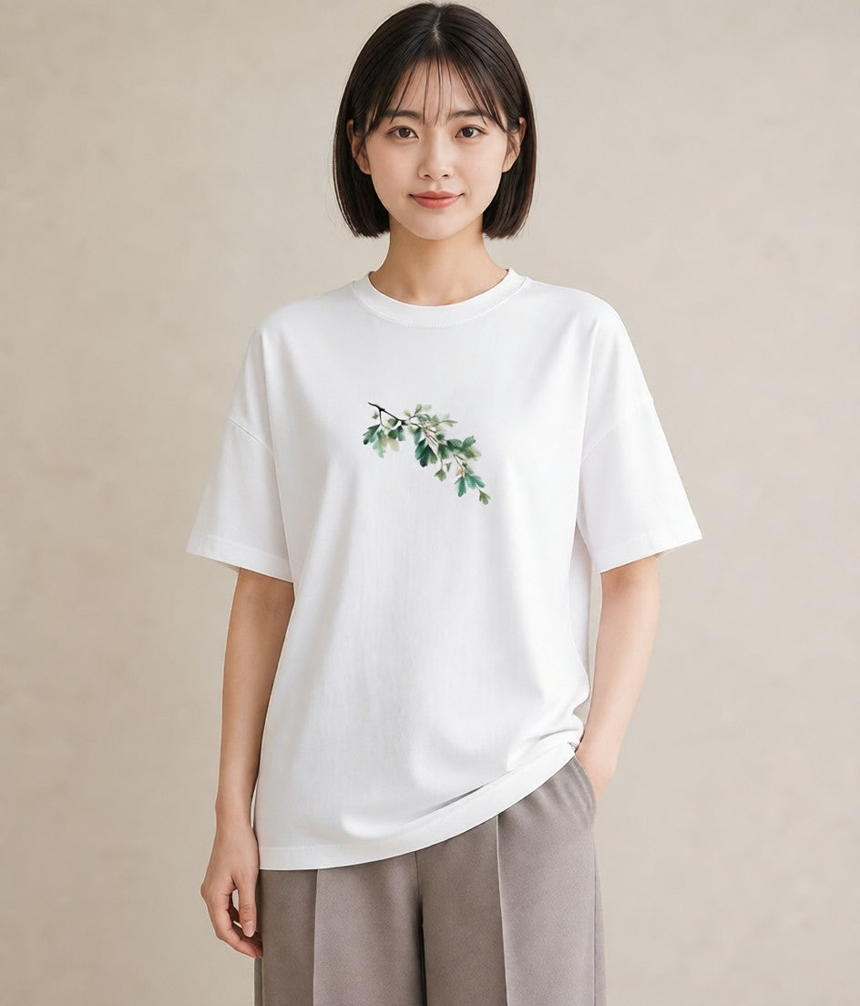 プリントTシャツ レディース 苔 植物 ボタニカル イラスト アート風 親子 20代 白T