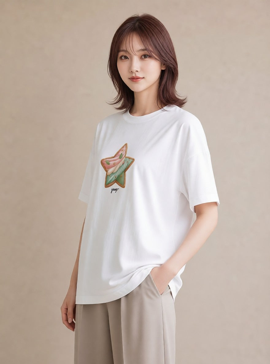 Tシャツ レディース マフィン 食べ物 フード イラスト こなれ感 女子会 お揃い 白T