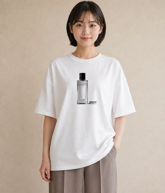 グラフィックTシャツ レディース 香水 香水瓶 パフューム イラスト モード 自分用 ルームウェア 白T