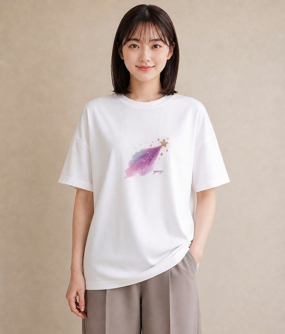 デザインTシャツ レディース 蟹座 星空 宇宙 イラスト 淡色 部屋着 女性向けギフト 白T