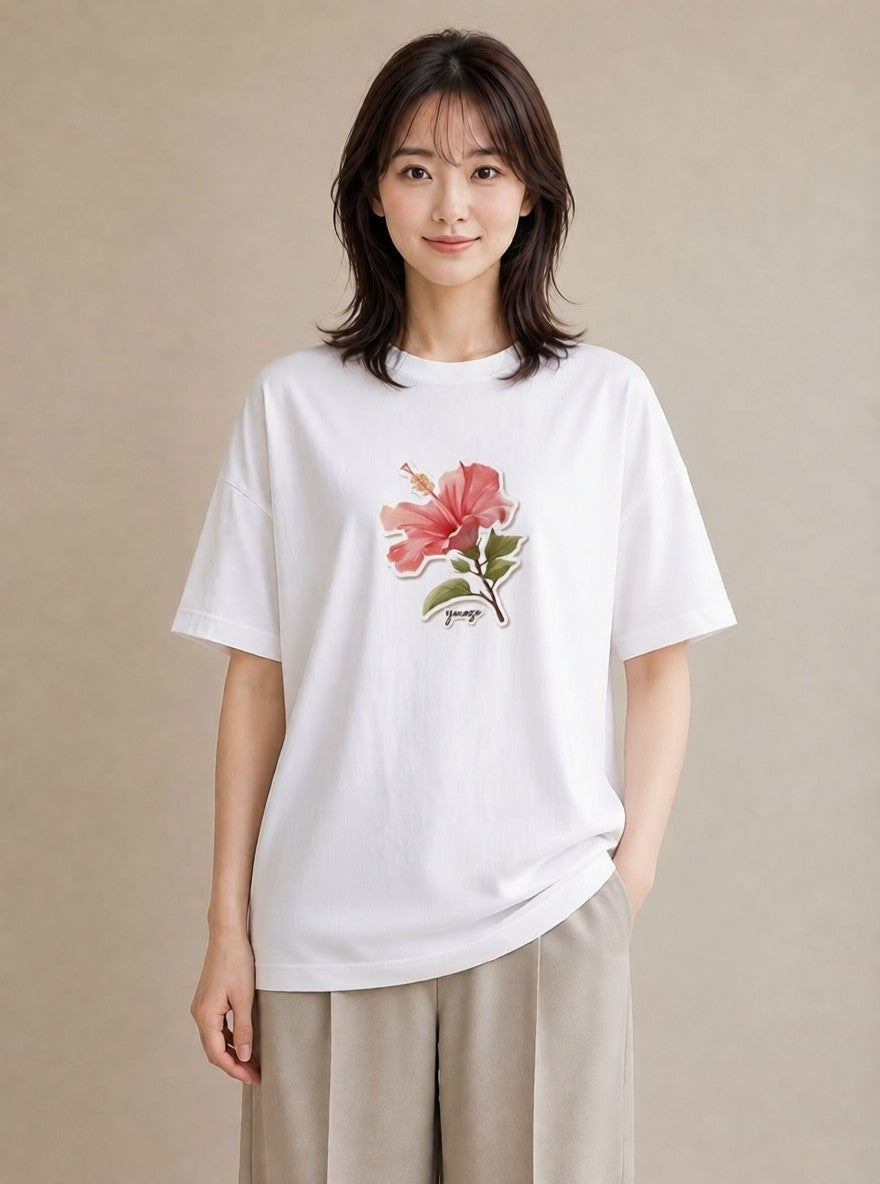 プリントTシャツ レディース 観葉植物 植物 ボタニカル イラスト 普段使い ラフ レイヤード 白T