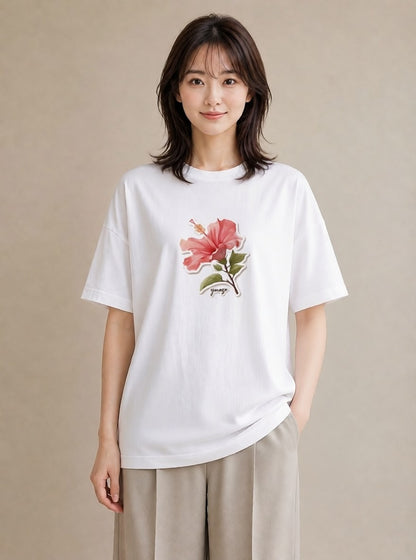 プリントTシャツ レディース 観葉植物 植物 ボタニカル イラスト 普段使い ラフ レイヤード 白T