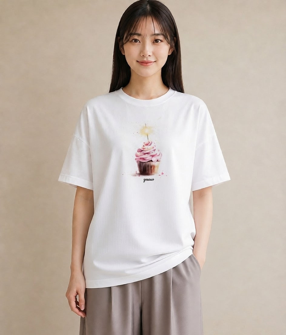 デザインTシャツ レディース マフィン 食べ物 フード イラスト カフェコーデ 女性向けギフト 散歩 白T
