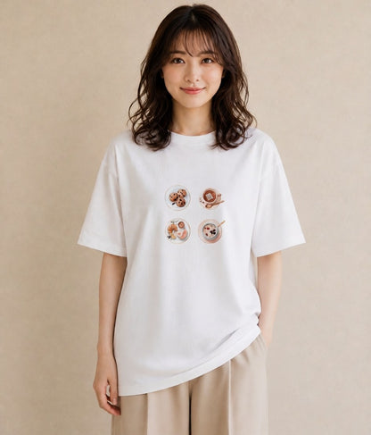 プリントTシャツ レディース たまご 食べ物 フード イラスト お洒落 在宅 公園 白T