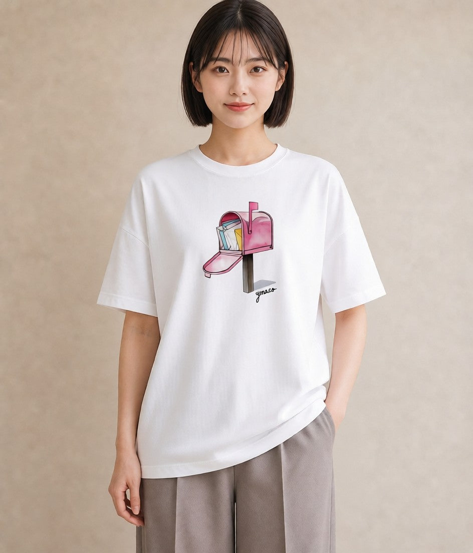 プリントTシャツ レディース ポスト 野の花 レトロ ナチュラル アンティーク イラスト こなれ感 おしゃれギフト 社会人 白T