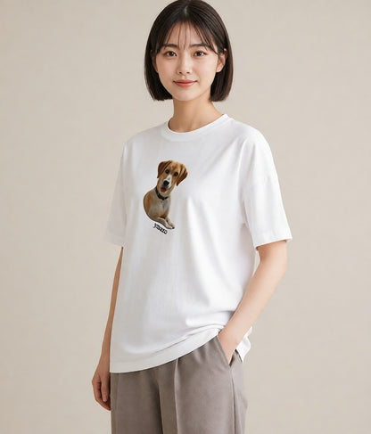デザインTシャツ レディース ラブラドールレトリバー 犬 いぬ イラスト 韓国風 休日 ペアコーデ 白T