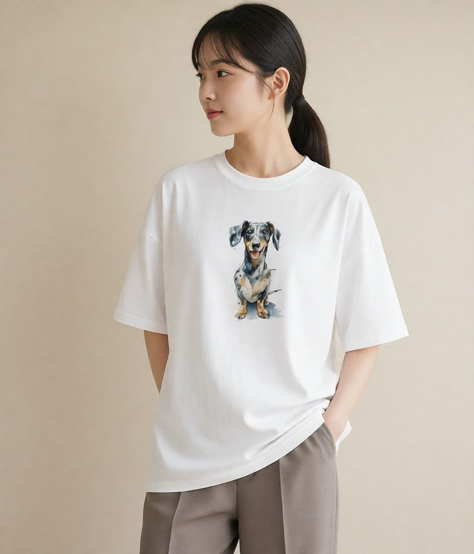 半袖Tシャツ レディース ミックス犬 犬 いぬ イラスト 手描き風 ルームウェア ギフト 白T