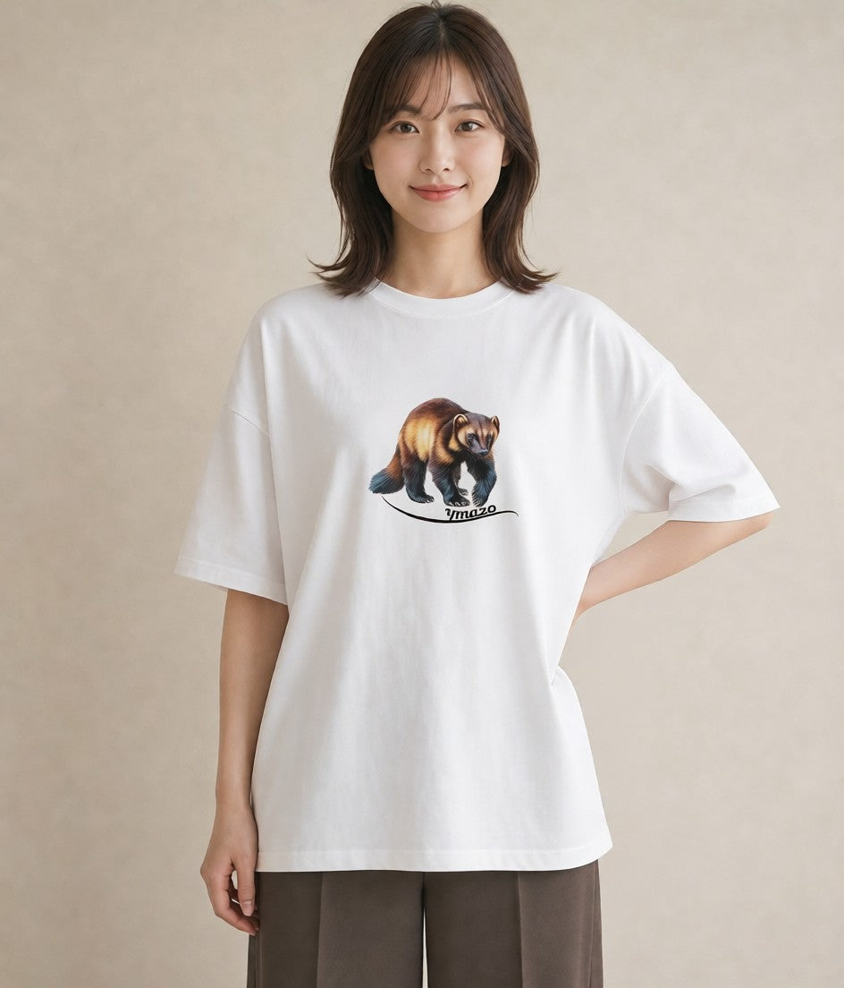 Tシャツ レディース フェレット ペット 動物 イラスト ナチュラル 春コーデ 姉妹 白T