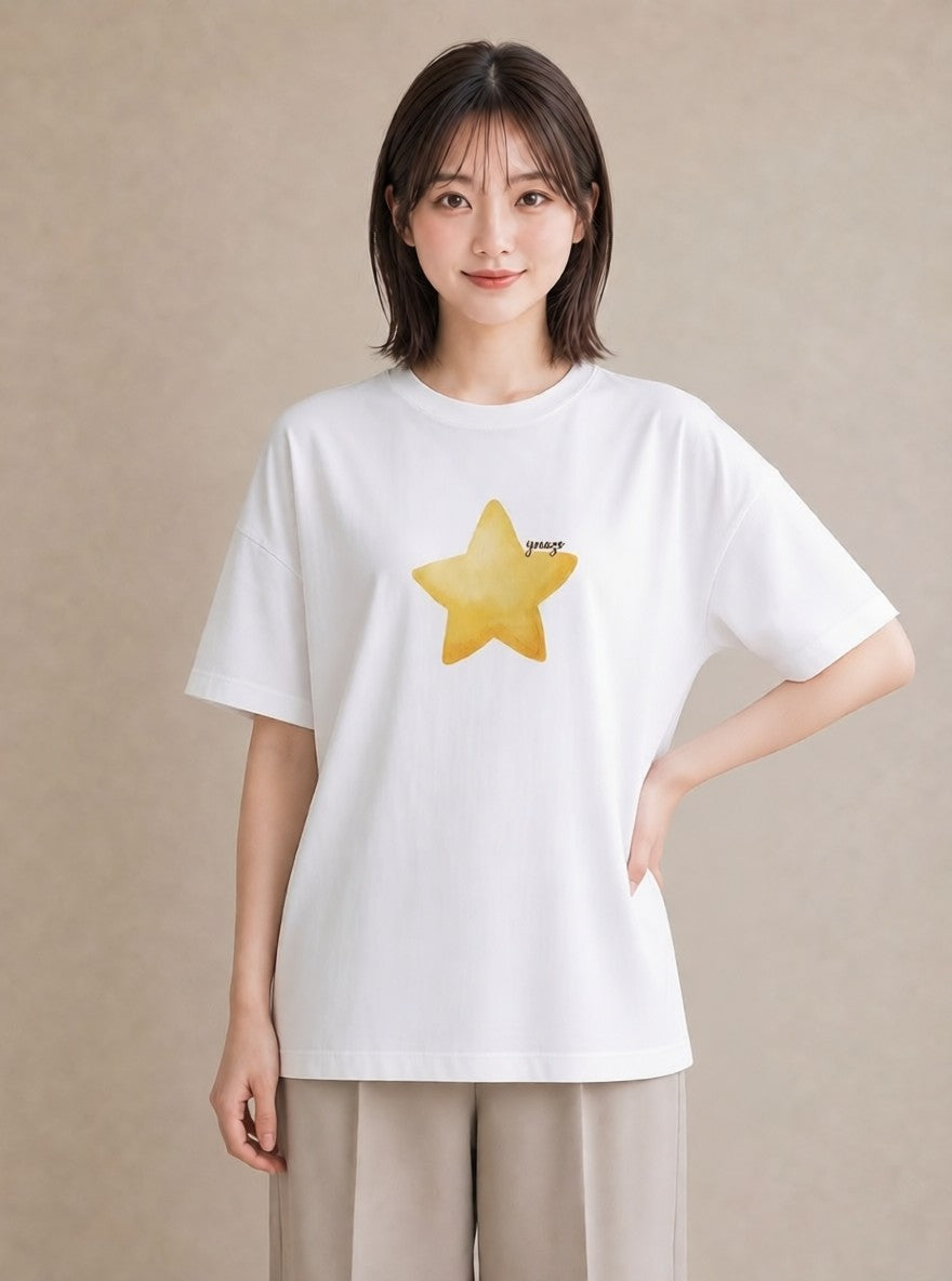 グラフィックTシャツ レディース 天の川 星空 宇宙 イラスト モード 在宅 公園 白T