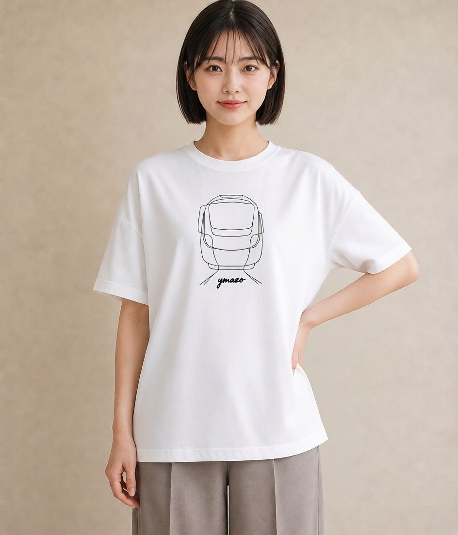 Tシャツ レディース 駅のホーム ローカル線 駅 ナチュラル アンティーク イラスト 水彩風 社会人 女性 白T