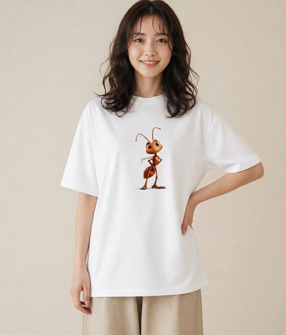グラフィックTシャツ レディース アリ 昆虫 虫 イラスト ラフカジュアル 部屋着 女性向けギフト 白T
