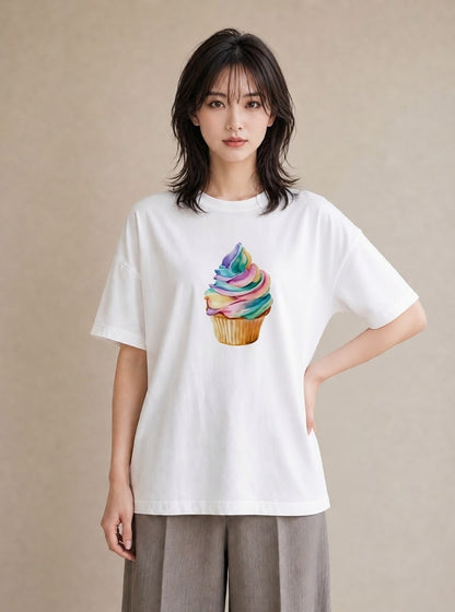 グラフィックTシャツ レディース マカロン 食べ物 フード イラスト カフェコーデ ママ カフェ服 白T