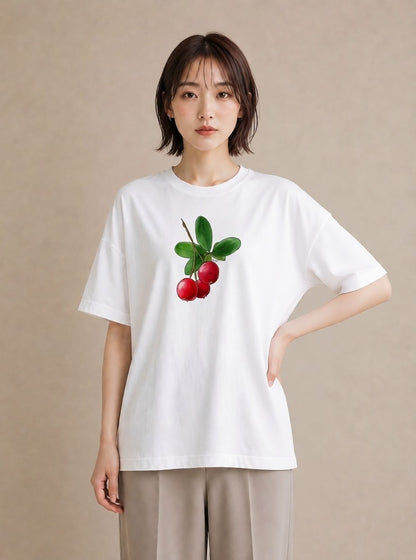 グラフィックTシャツ レディース さくらんぼ チェリー 食べ物 フード イラスト きれいめカジュアル デート 帰省 白T
