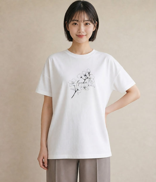 プリントTシャツ レディース さくら 桜 桜の枝 イラスト シンプル ルームウェア ギフト 白T