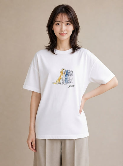 デザインTシャツ レディース キャバリア 犬 いぬ イラスト きれいめ ホワイトデー 春服 白T