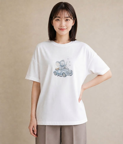 Tシャツ レディース ぞう 動物 アニマル イラスト モード レイヤード 友達ギフト 白T