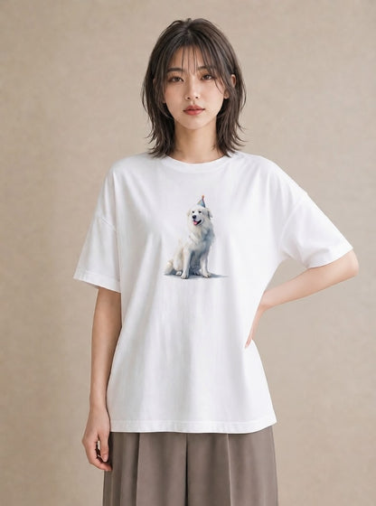 プリントTシャツ レディース 老犬 犬 いぬ イラスト 抜け感 自分用 ルームウェア 白T
