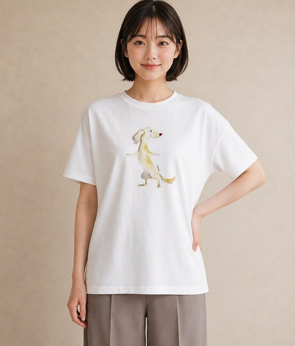 半袖Tシャツ レディース わんこ 犬 いぬ イラスト カジュアル ビーチ デイリーウェア 白T