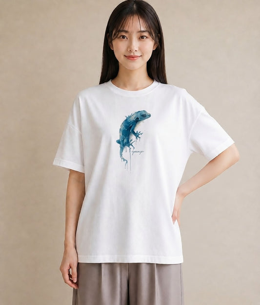 グラフィックTシャツ レディース レオパ ペット 動物 イラスト ミニマル 海 カフェ巡り 白T