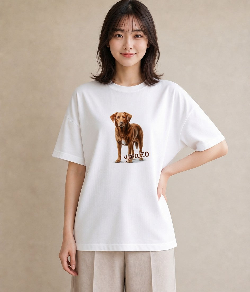 グラフィックTシャツ レディース ラブラドールレトリバー 犬 いぬ イラスト ニュアンス 送別ギフト 通勤 白T