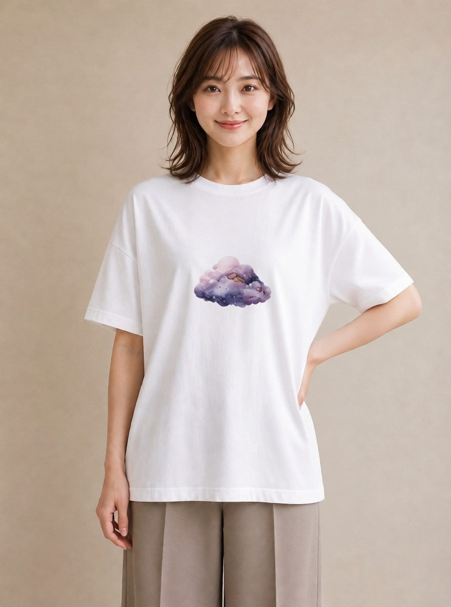 半袖Tシャツ レディース 牡牛座 星空 宇宙 イラスト 上品 綿100 デート 白T