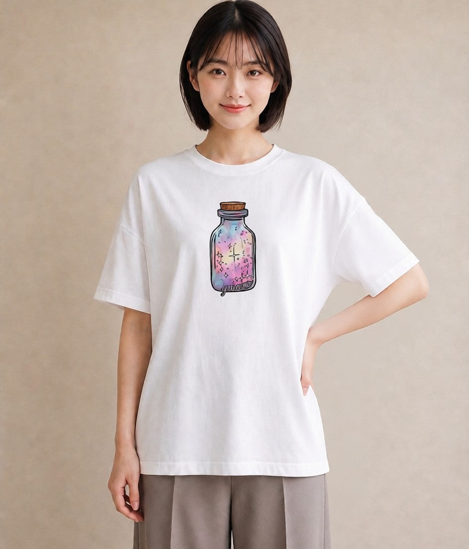 デザインTシャツ レディース ミルク 食べ物 フード イラスト きれいめカジュアル 自分用 ルームウェア 白T