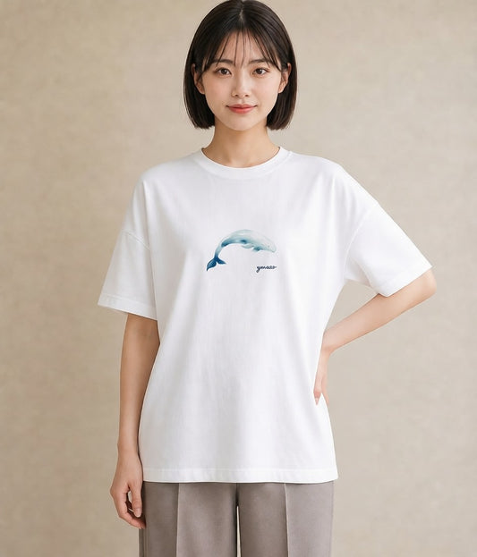 プリントTシャツ レディース ジンベエザメ 海の生き物 海 イラスト ゆるかわ お揃い 親子 白T