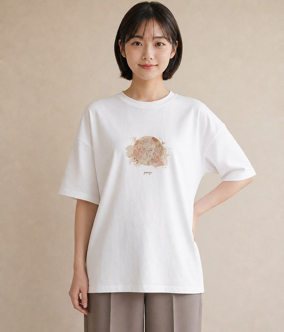 半袖Tシャツ レディース 獅子座 星空 宇宙 イラスト ラフ おしゃれギフト 社会人 白T