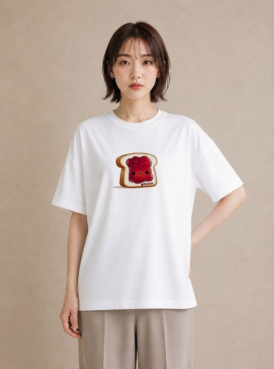 プリントTシャツ レディース 食パン 食べ物 フード イラスト 北欧風 ホワイトデー 春服 白T