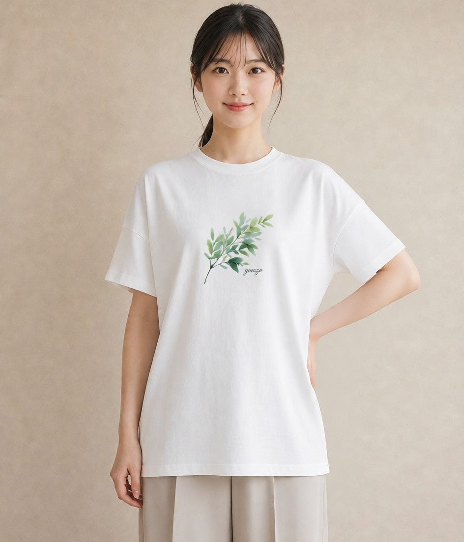 Tシャツ レディース つる 植物 ボタニカル イラスト ペアコーデ 秋コーデ 白T