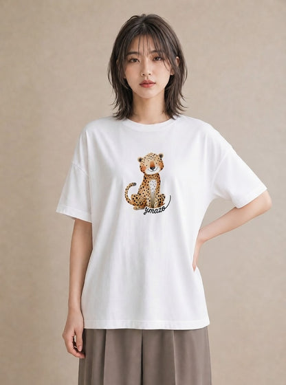 プリントTシャツ レディース ベンガル 猫 ねこ イラスト ママ カフェ服 白T