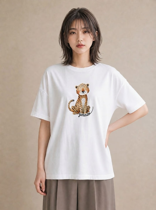 プリントTシャツ レディース ベンガル 猫 ねこ イラスト ママ カフェ服 白T