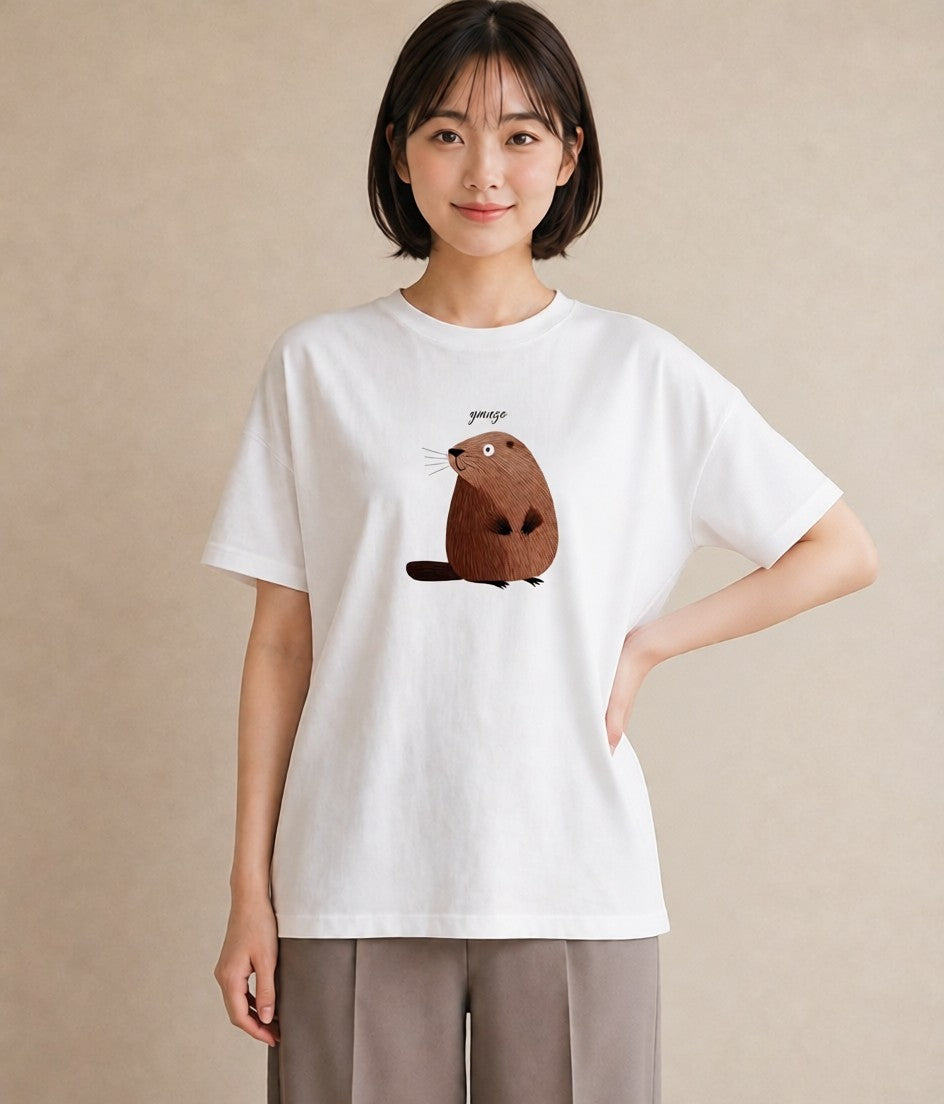 デザインTシャツ レディース ラッコ 動物 アニマル イラスト 姉妹 送別ギフト 白T