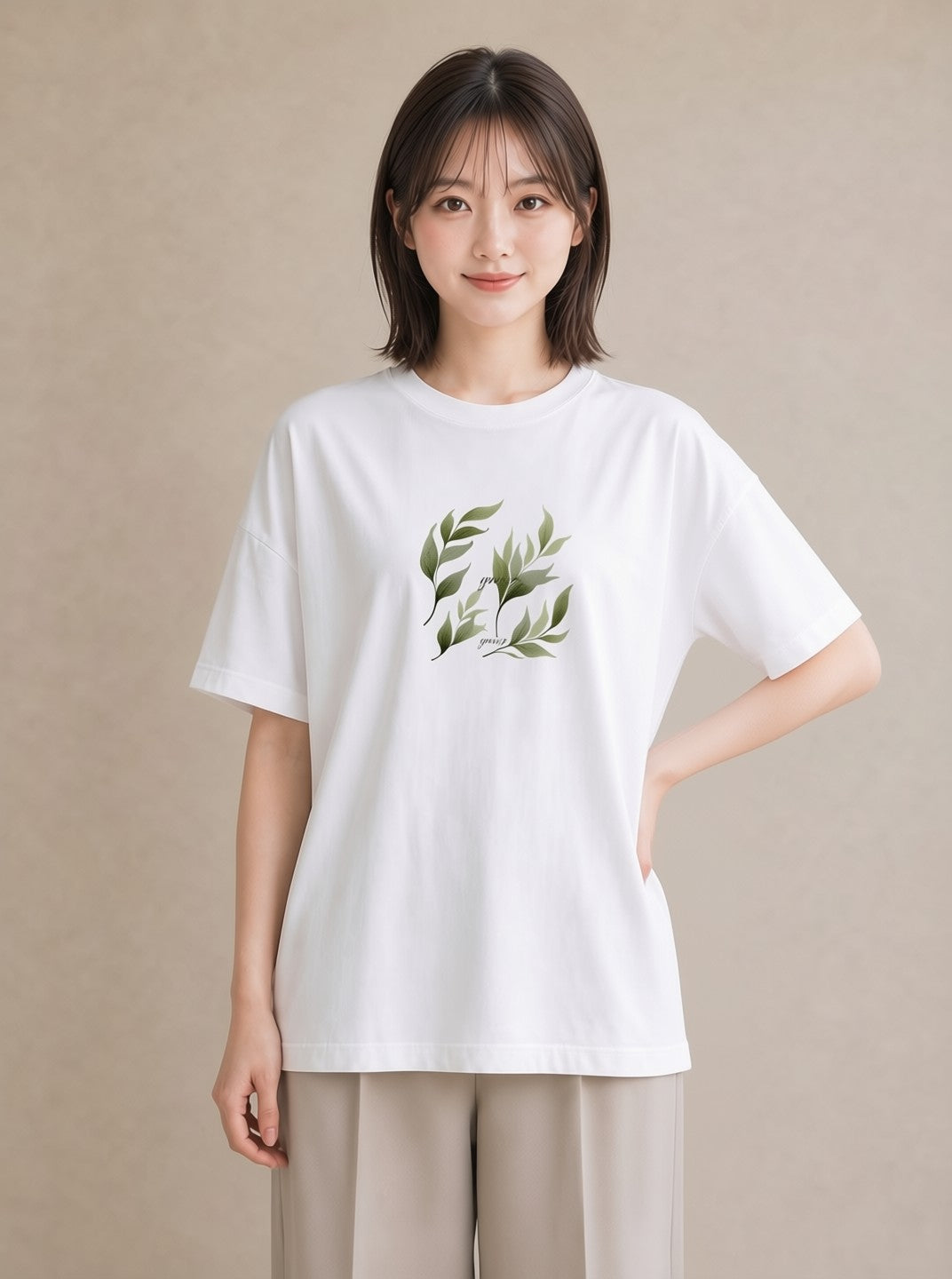 デザインTシャツ レディース 苔 植物 ボタニカル イラスト 旅行コーデ 春コーデ 姉妹 白T