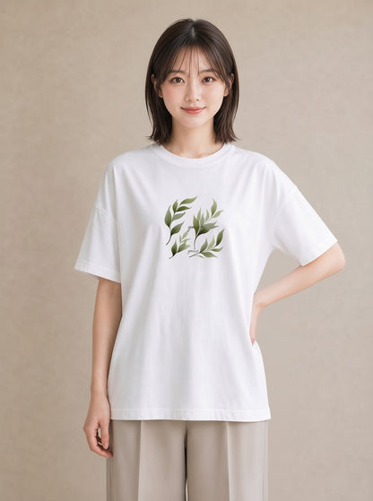 デザインTシャツ レディース 苔 植物 ボタニカル イラスト 旅行コーデ 春コーデ 姉妹 白T
