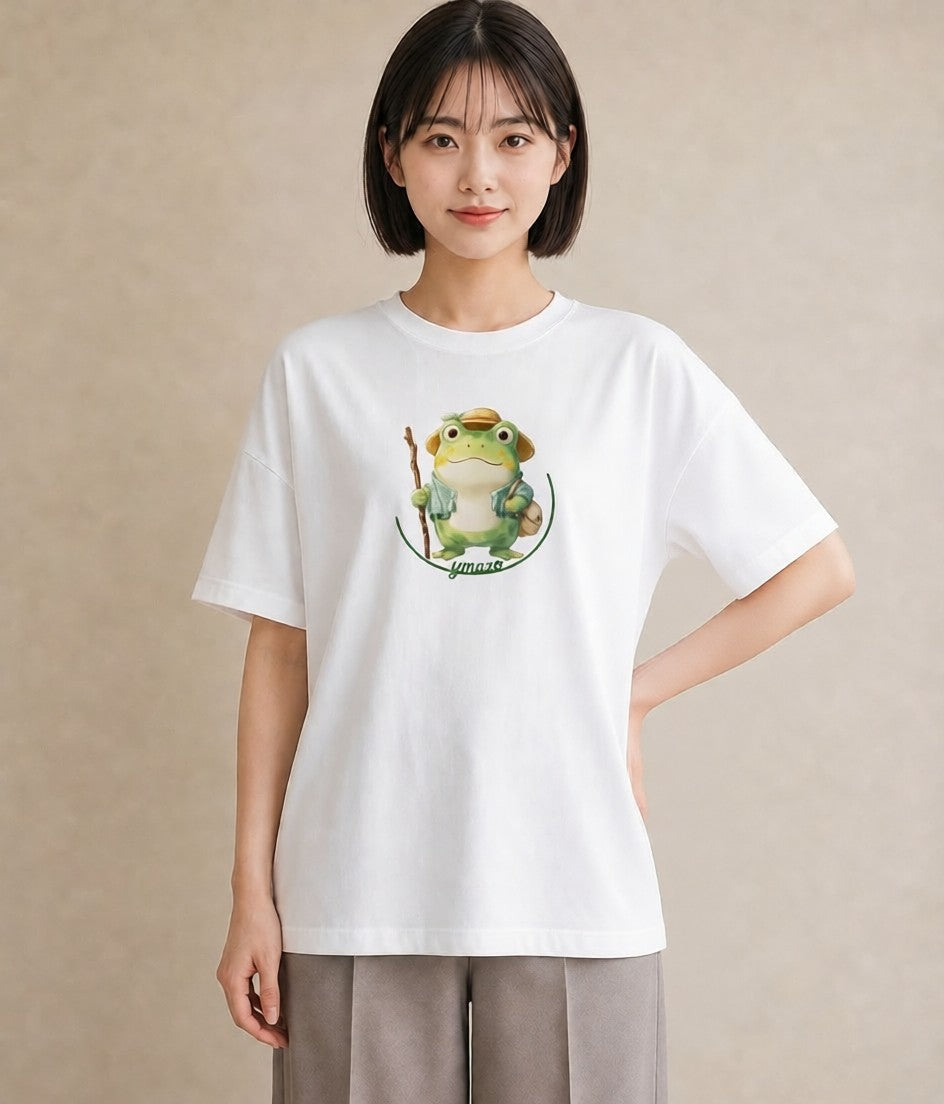 グラフィックTシャツ レディース カエル ペット 動物 イラスト カジュアル クリスマス 旅行 白T
