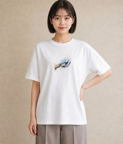 デザインTシャツ レディース 猫の手 猫 ねこ イラスト ラフカジュアル 普段着 週末コーデ 白T